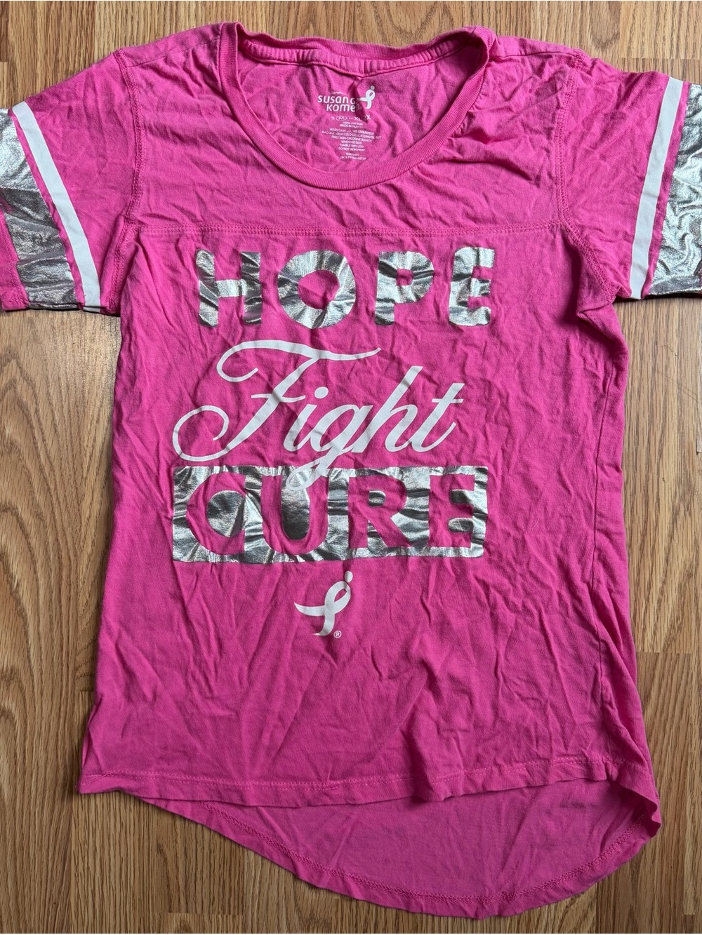 & Other Stories Pink 'Hope Fight Cure' Graphic Tee with Silver Accents